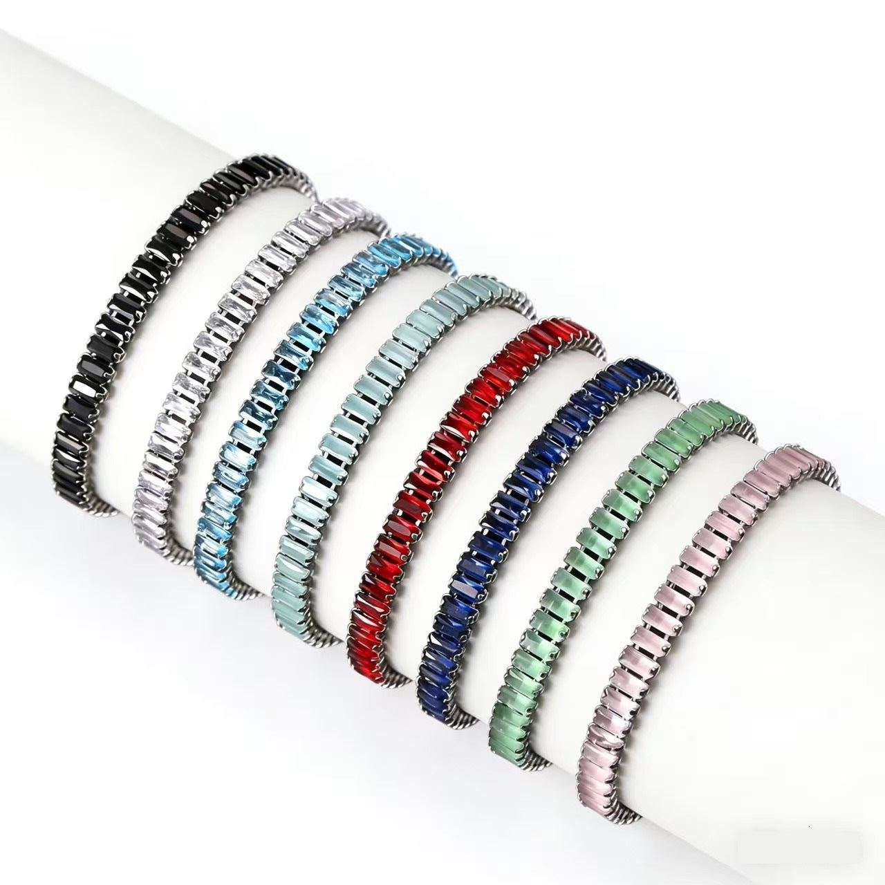 Wholesale Colorful Zircon Tennis Chain Bracelet Fashion Accessory Gift Boutique Resale