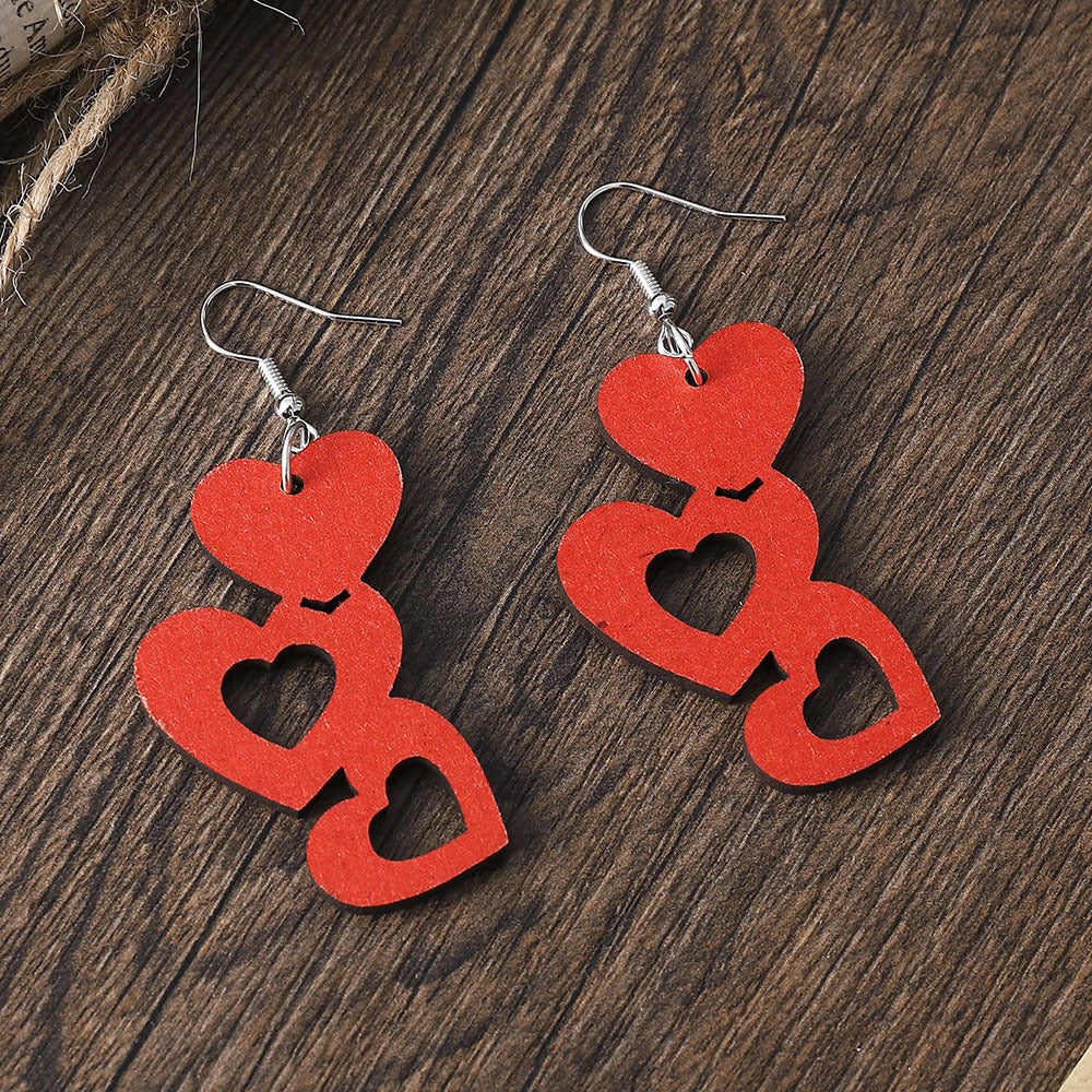 Wholesale Valentine's Day red hollow love series earrings