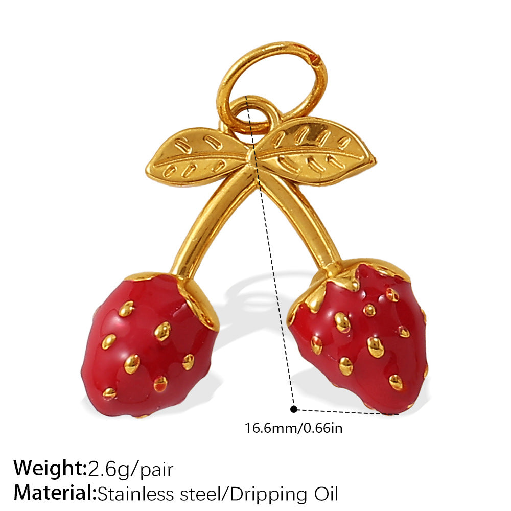 Wholesale  Oil Dripping Watermelon Strawberry Fruit Stainless Steel Pendants