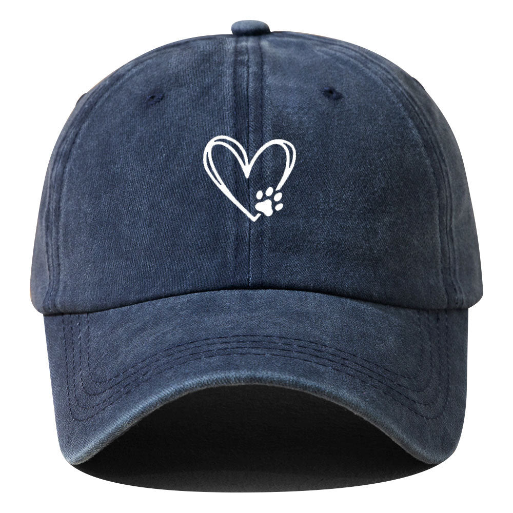 Wholesale Love Dog Paw Print Solid Color Washed Baseball Cap Hat ACC-HT-BenDe002