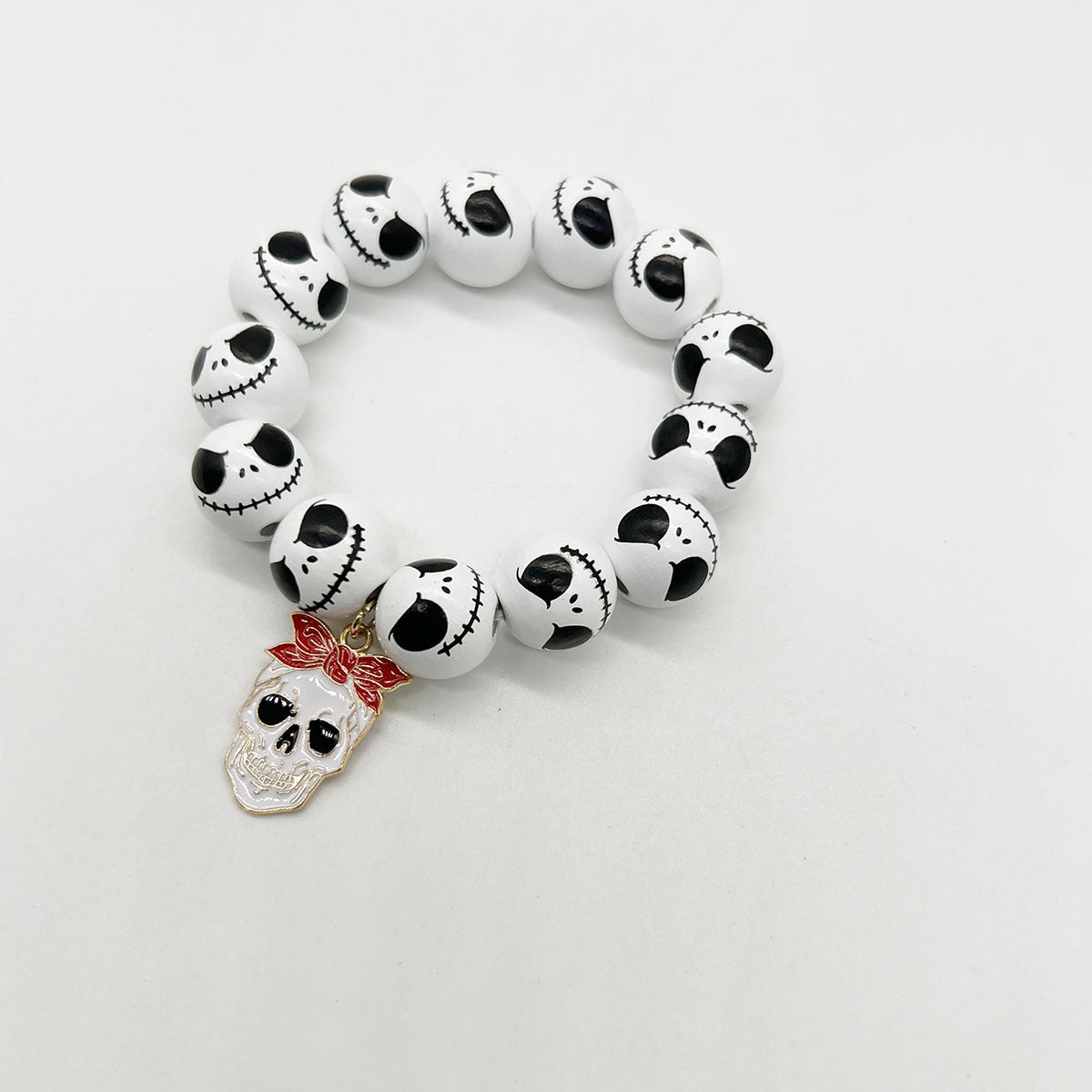 Wholesale Christmas Snowflake Christmas Tree Halloween Orange Wooden Beads Stretch Bracelet ACC-BT-Nanh005