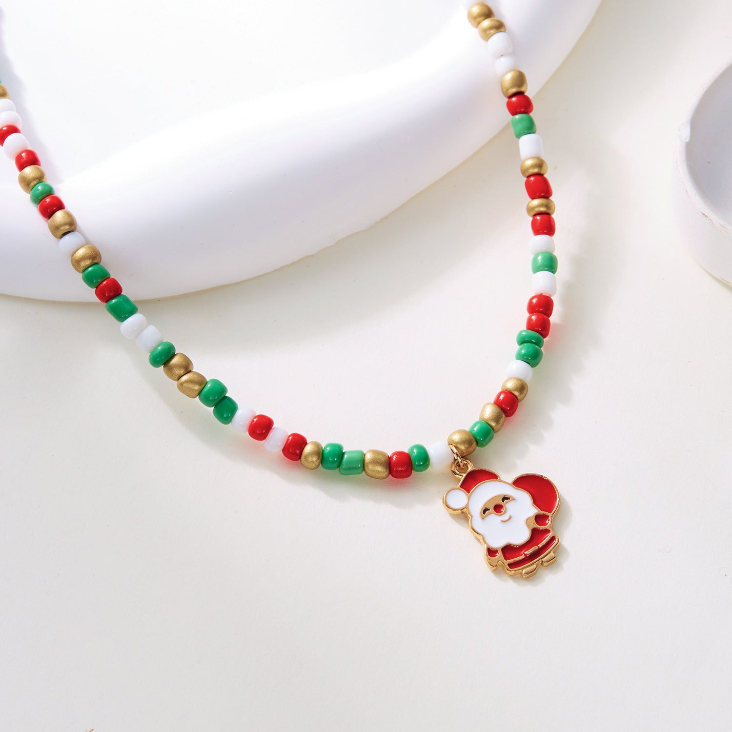 Wholesale Rice Bead Christmas Tree Cane Necklace