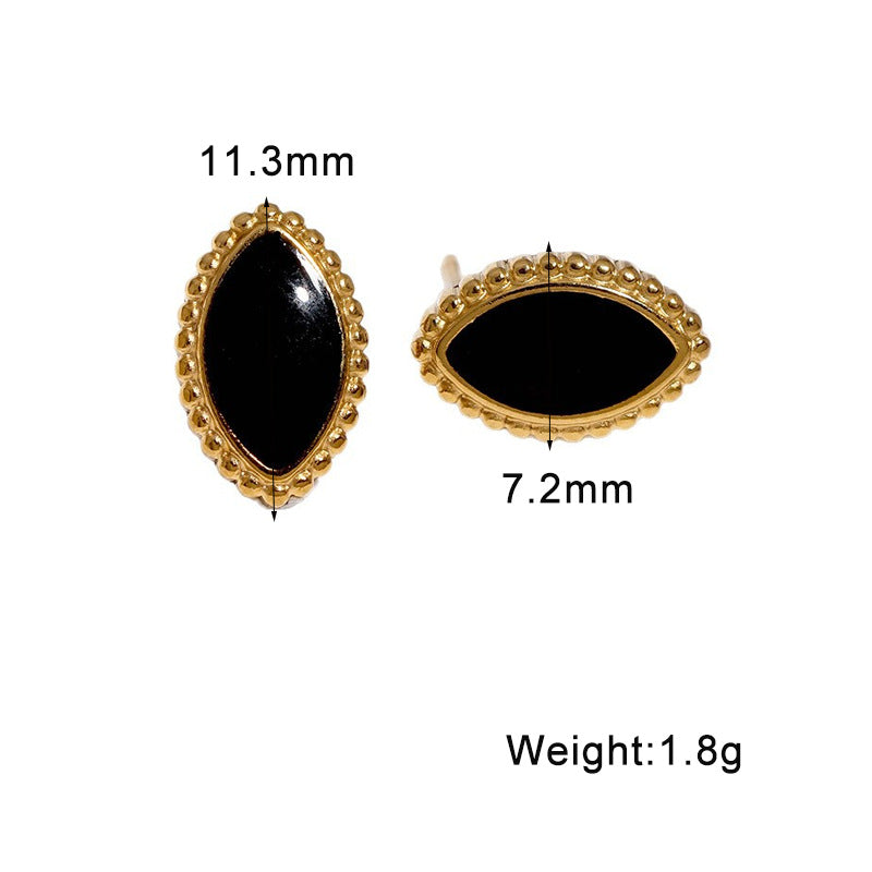 Wholesale Women S Black Marquise Earrings Stainless Steel Geometric Design Gold Plated Jewelry Accessory For Party And Gift