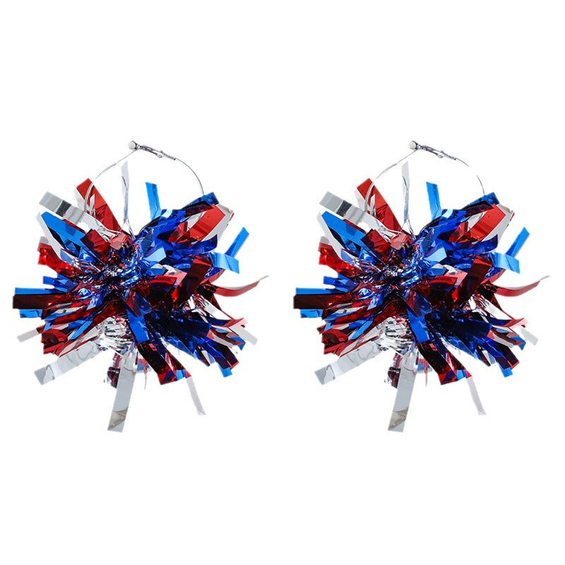 Wholesale  US Independence Day Red White Blue Bright Silk Earrings