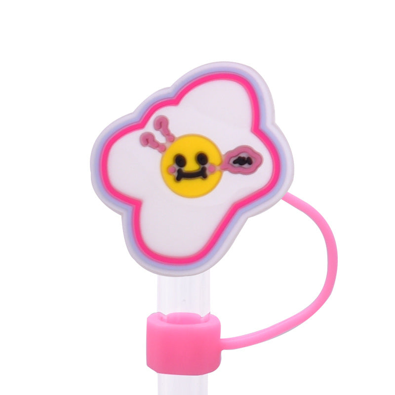 Wholesale Random 100pcs Cute Cartoon Dessert Straw Cover 10MM Straw Tube Cap