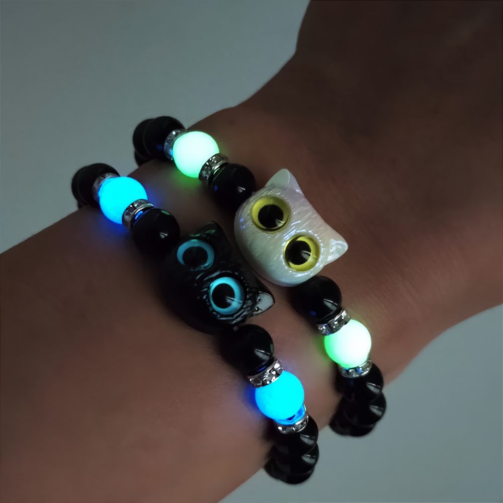 Wholesale Luminous cute cat beaded bracelet