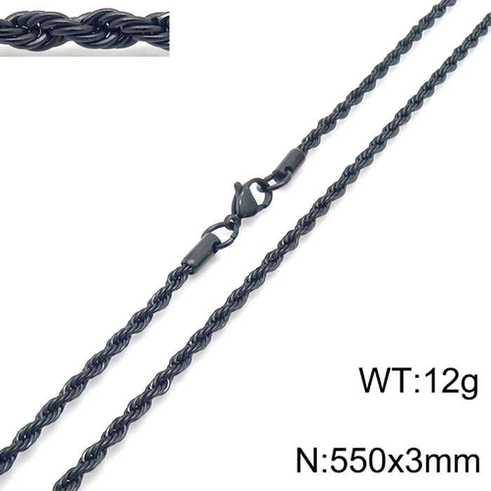 Wholesale Black Twist Chain with Chain Button Rope Chain Titanium Steel Necklace ACC-NE-KaLun002