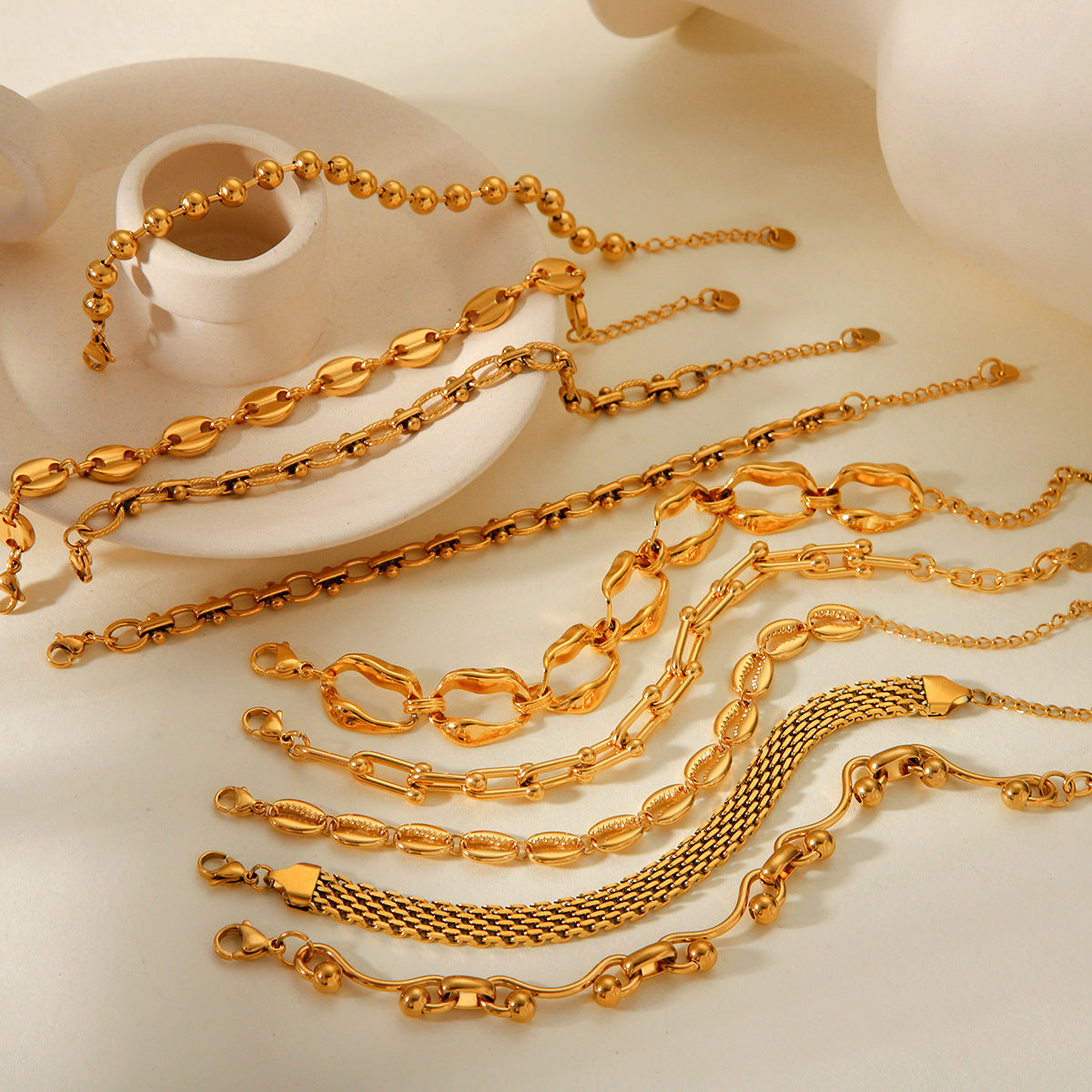 Wholesale  18K Bracelet Stainless Steel Twist Chain Bracelet Cuban Chain