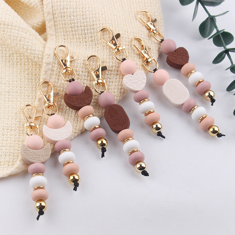 Wholesale Moon Heart Shape Silicone Beaded Keychain Creative Keychain ACC-KC-GuangTian076