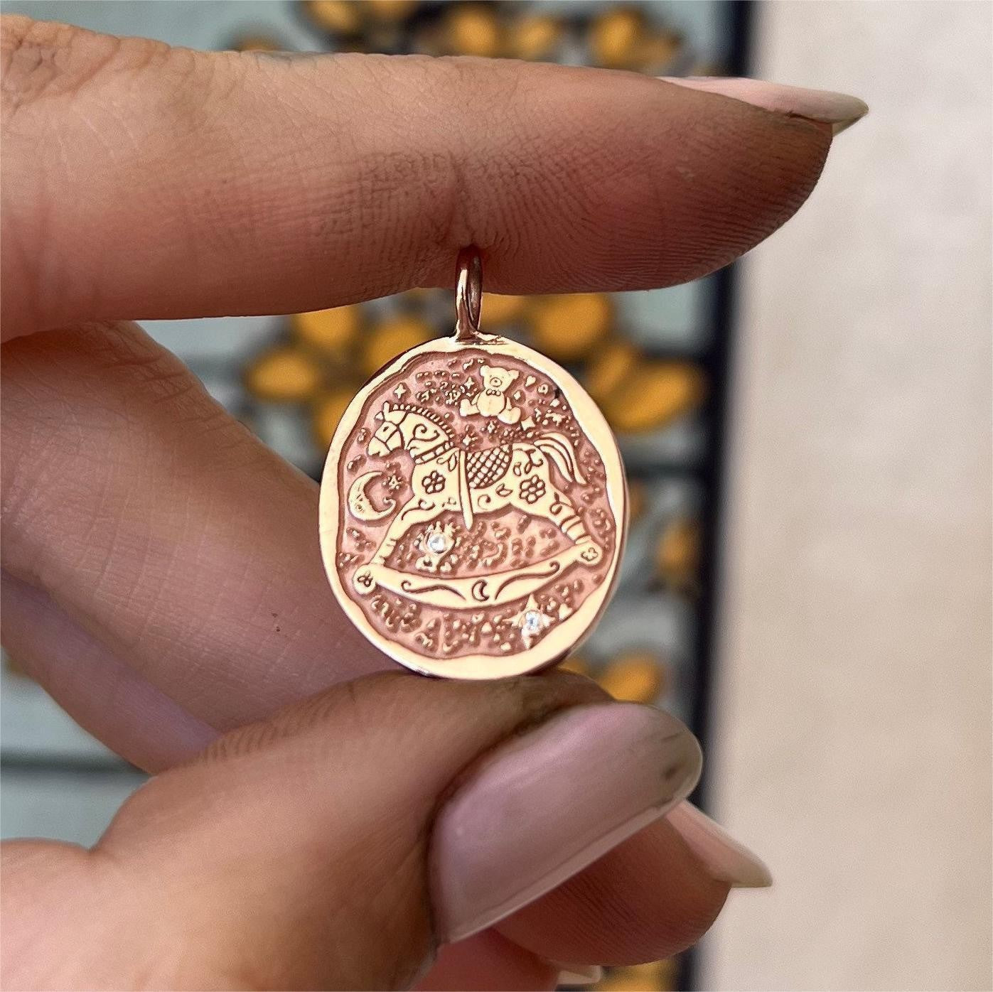 Wholesale Painted Oil Drip Rabbit Element Titanium Steel Necklace Oval Tarot Card 18K Gold Plated Necklace ACC-PT-JiP003