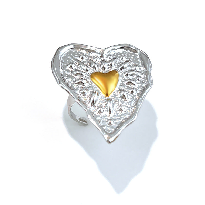 Wholesale Titanium steel ring with contrasting gold and silver design a niche and affordable luxury item