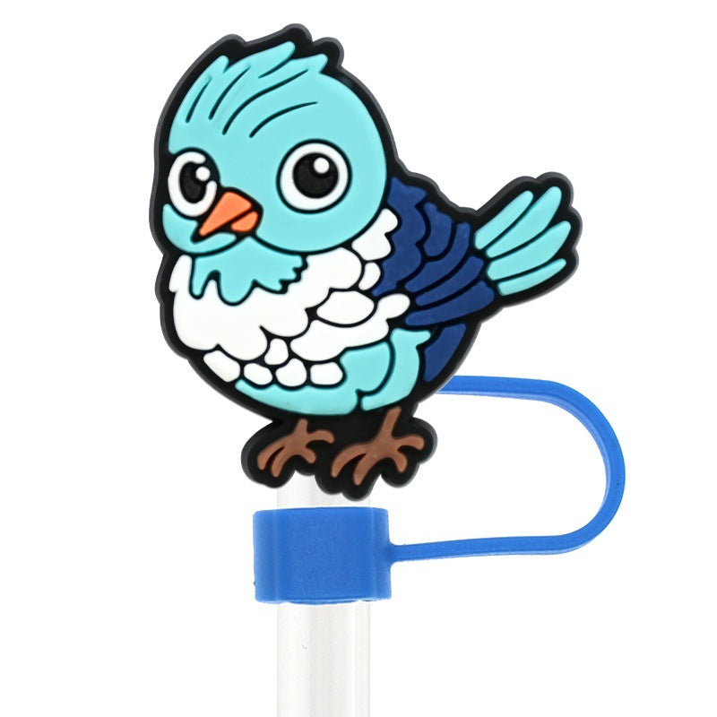 Wholesale Random 100pcs Cute Ice and Snow Series 10mm PVC Soft Straw Tube Cap  ACC-SCR-RYY109