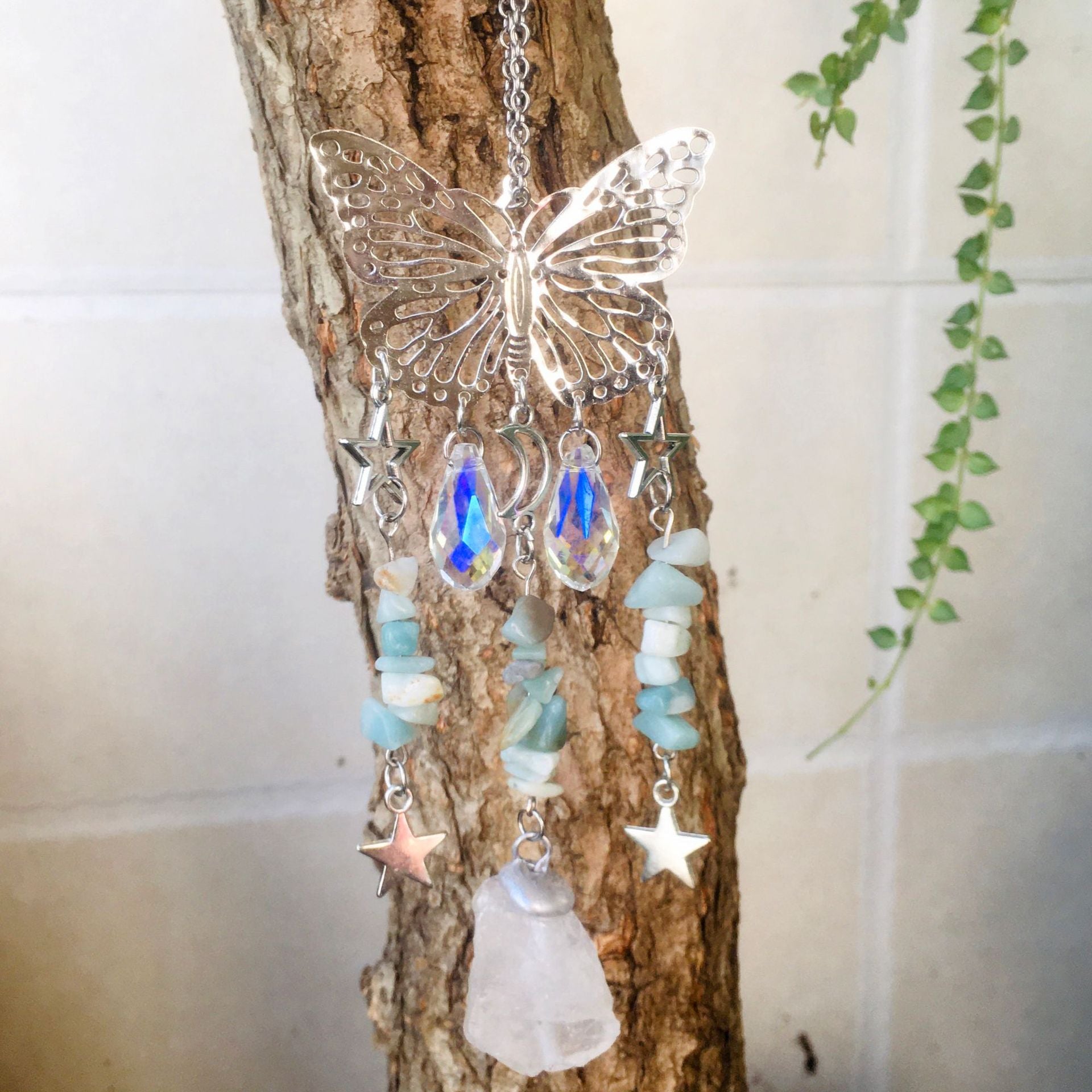 Wholesale Butterfly Energy Gravel Sun Catcher Wind Chime Crystal ACC-WS-RongGuan005