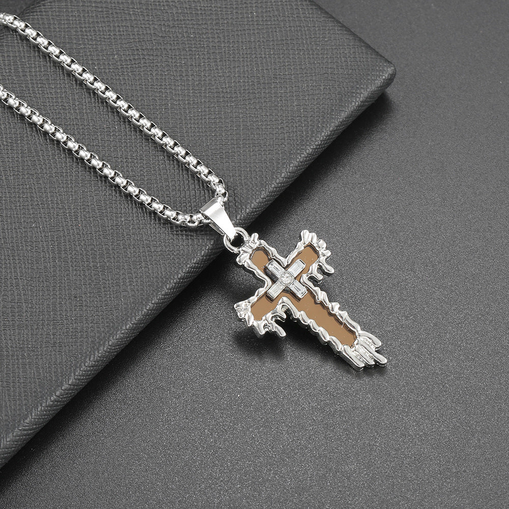 Wholesale Titanium Steel cross  alloy pendant necklaces