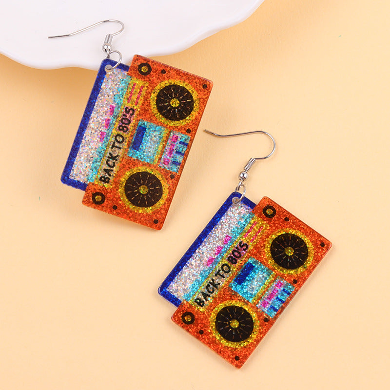 Wholesale  Retro Earrings Colorful Shiny Tape Acrylic Earrings