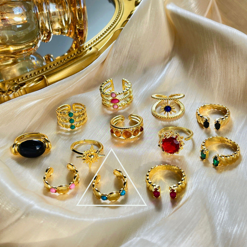 Wholesale Vintage 18k Gold Ring with Adjustable Opening Adjustable Rings Gold Plated Rings ACC-RS-YaoFeng002