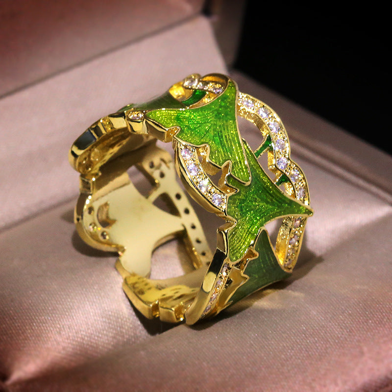 Wholesale  creative drop glue color matching plant flower  ring