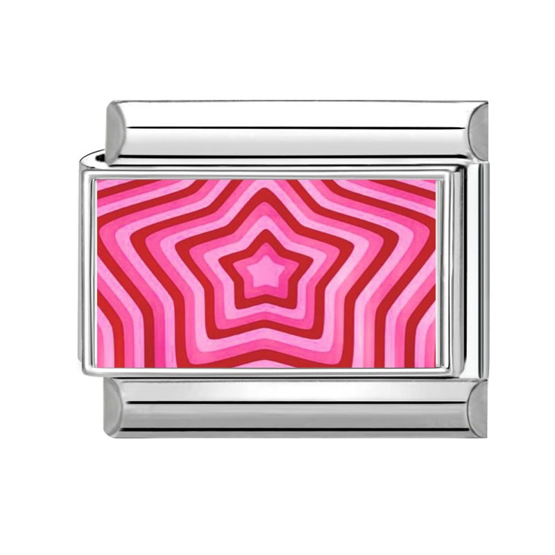 Wholesale Hearts and Love Italian Charms pink series  DIY  Single Section Creative Stainless Steel Composable Bracelet