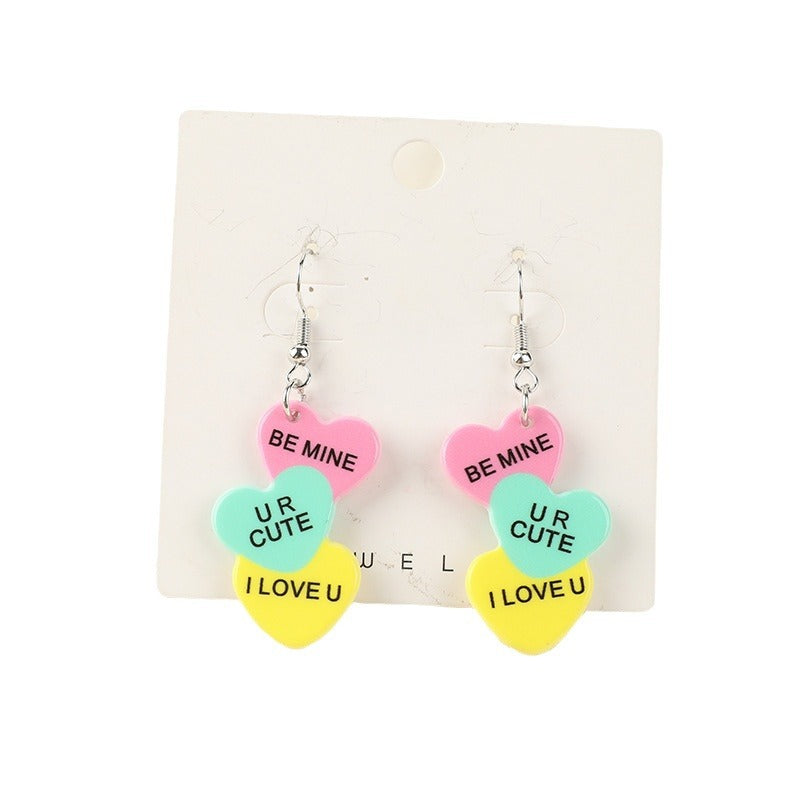 Wholesale double-sided acrylic Valentine's Day Love earrings