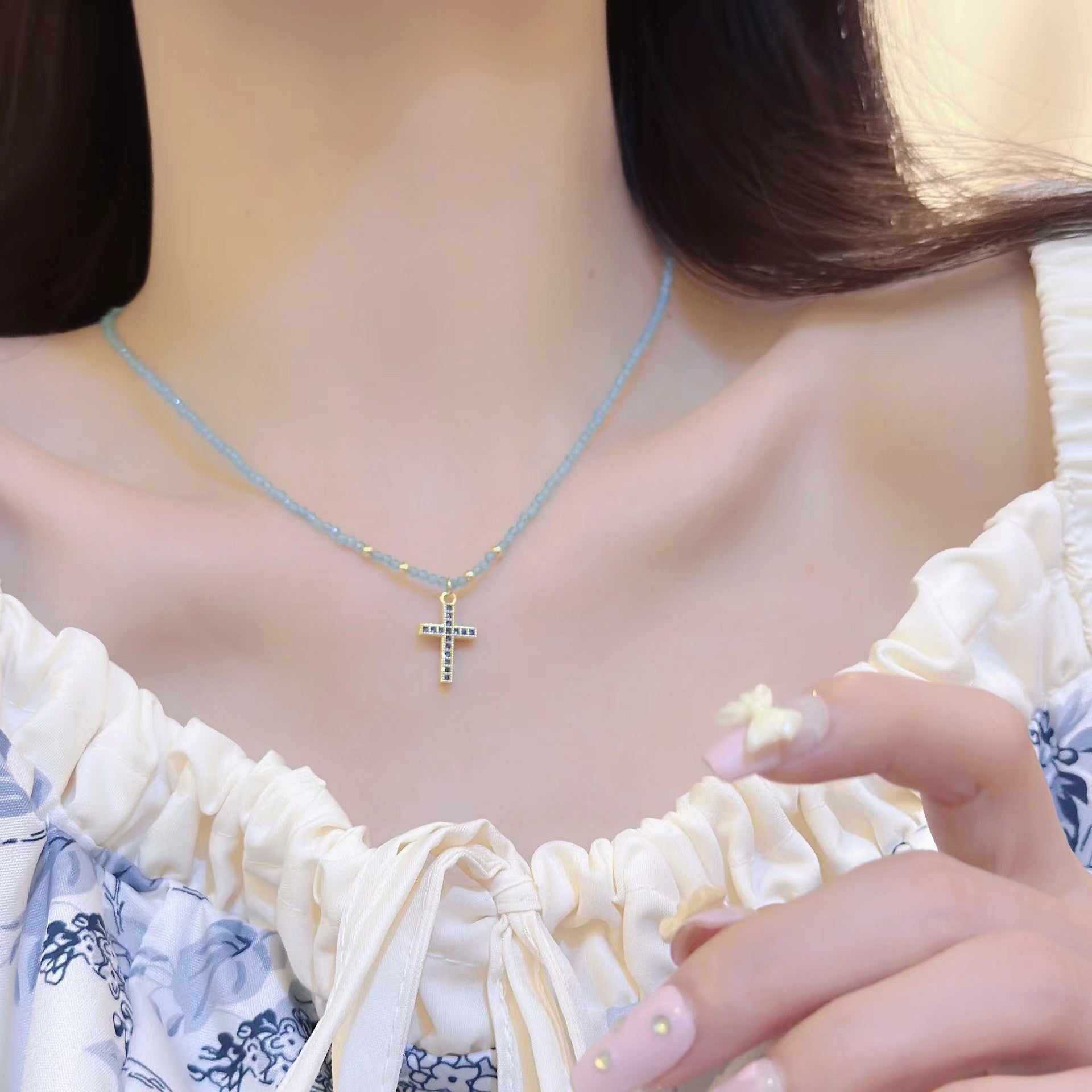 Wholesale Double Layer Stacked Shell Necklace