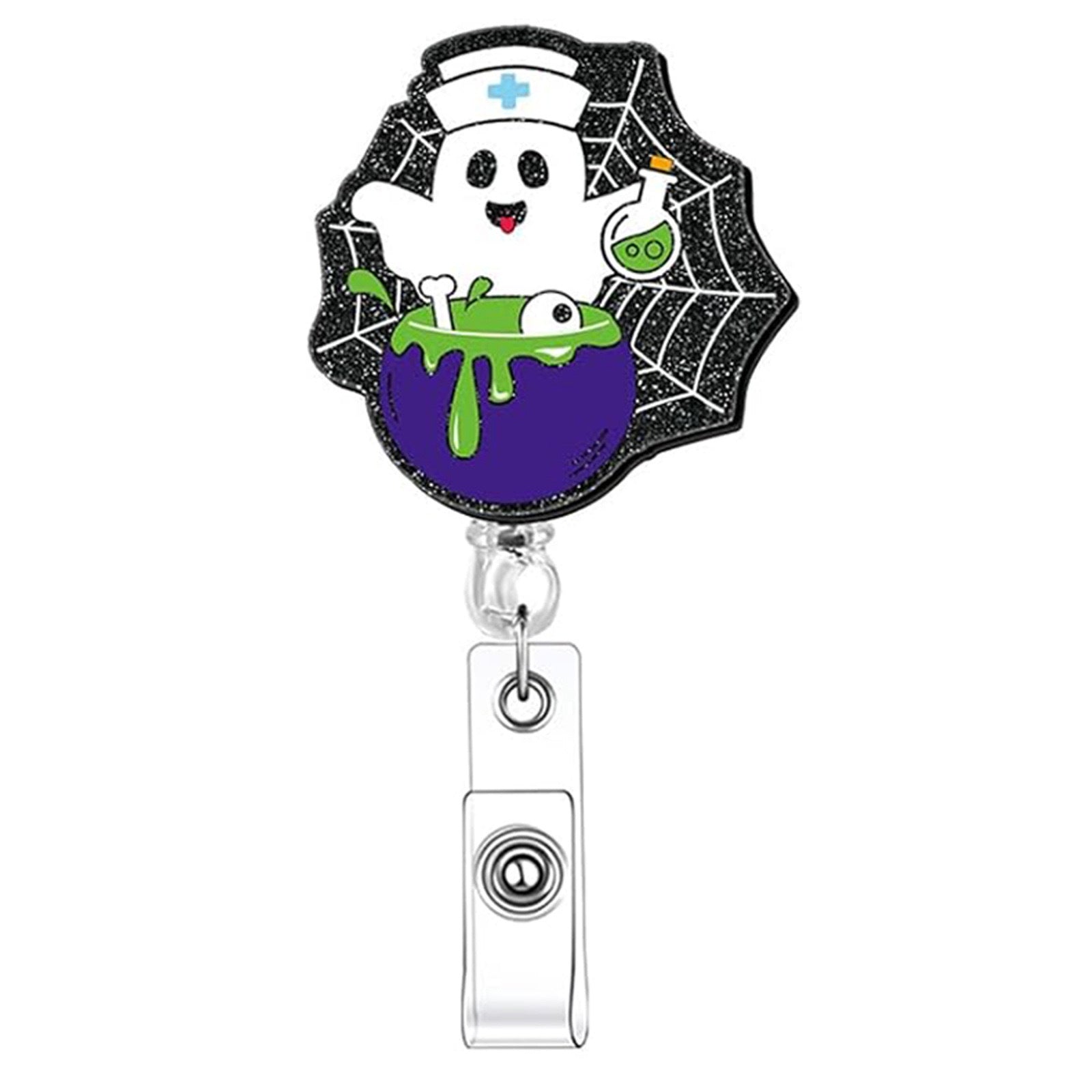 Wholesale Halloween Ghost Series Acrylic Retractable Rotating Badge Keychain