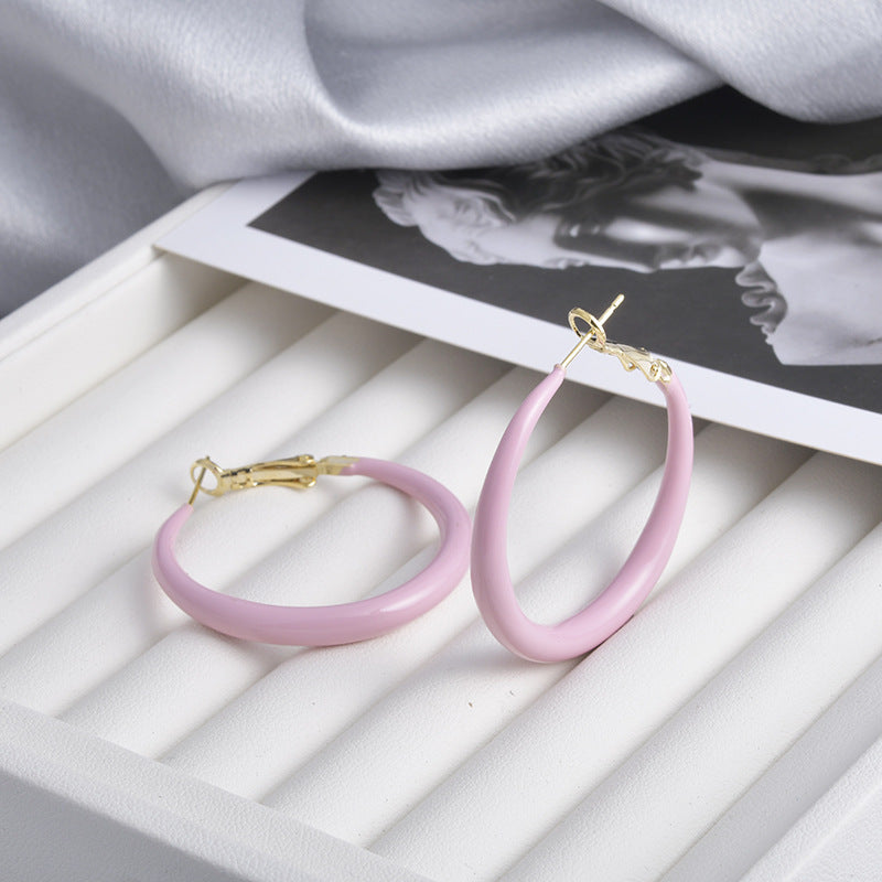 Wholesale All-match Drop Glaze Ring Earrings
