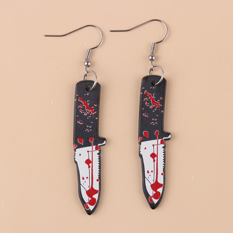 Wholesale  Halloween Acrylic Earrings Blood Mirror Dagger Chopper Axe Earrings