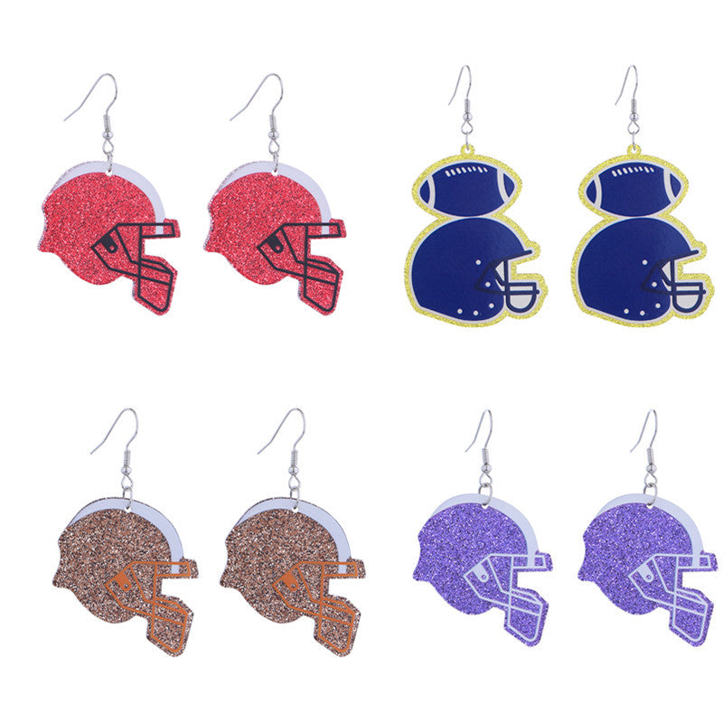 Wholesale acrylic printed super bowl featured football series creative letter earrings
