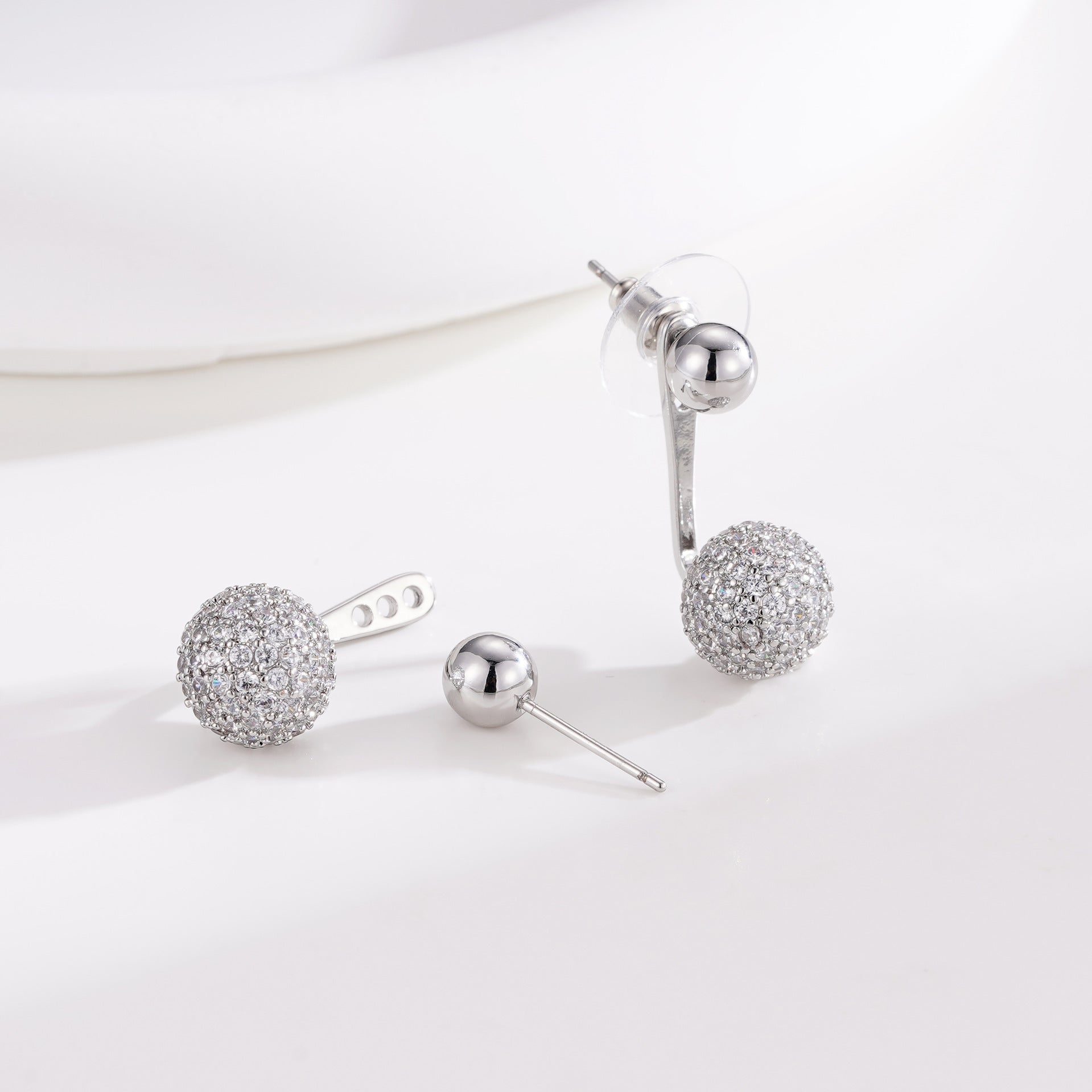 Wholesale  Micro-inlaid Zircon U-shaped Line Earrings