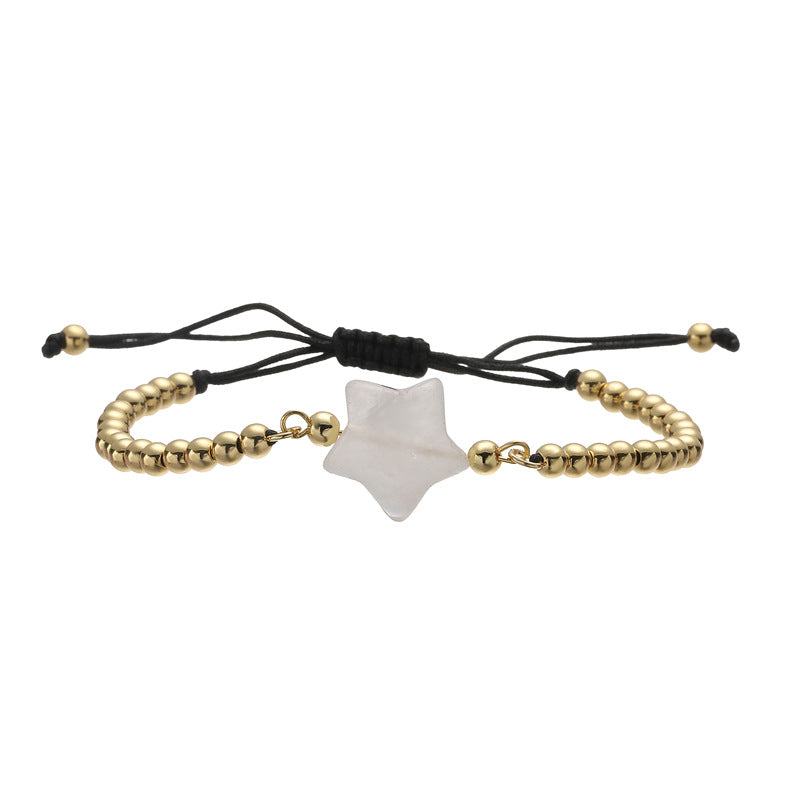 Wholesale Gold Plated Copper Star Charm Bracelet Quartz Tiger Eye Green Aventurine Beads Handmade Unisex Wedding Gift Fashion Accessory