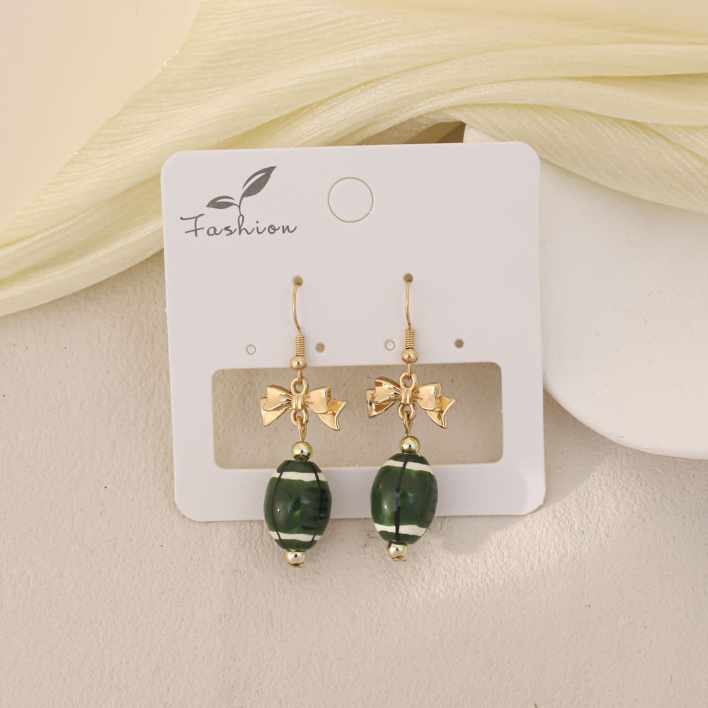 Wholesale Sporty hand-painted ceramic rugby earrings