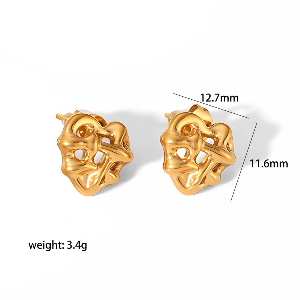 Wholesale Love Stainless Steel Earrings Heart Shaped 18k Gold Plated Earrings Ear Studs ACC-ES-LiQuan005