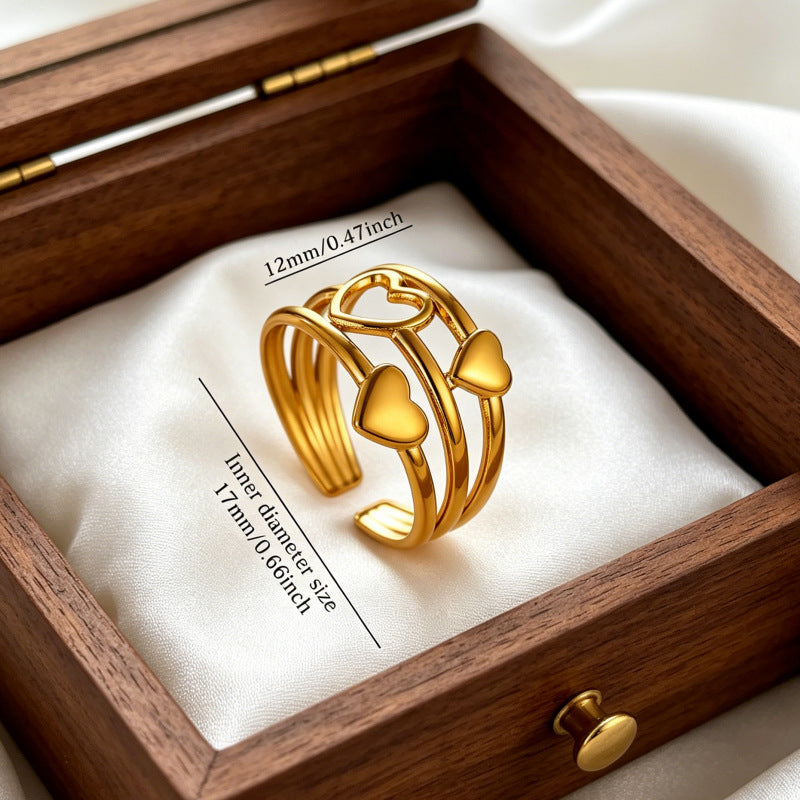 Wholesale Oil Drop Heart Crown Ring Stainless Steel Fashion Accessory Gift