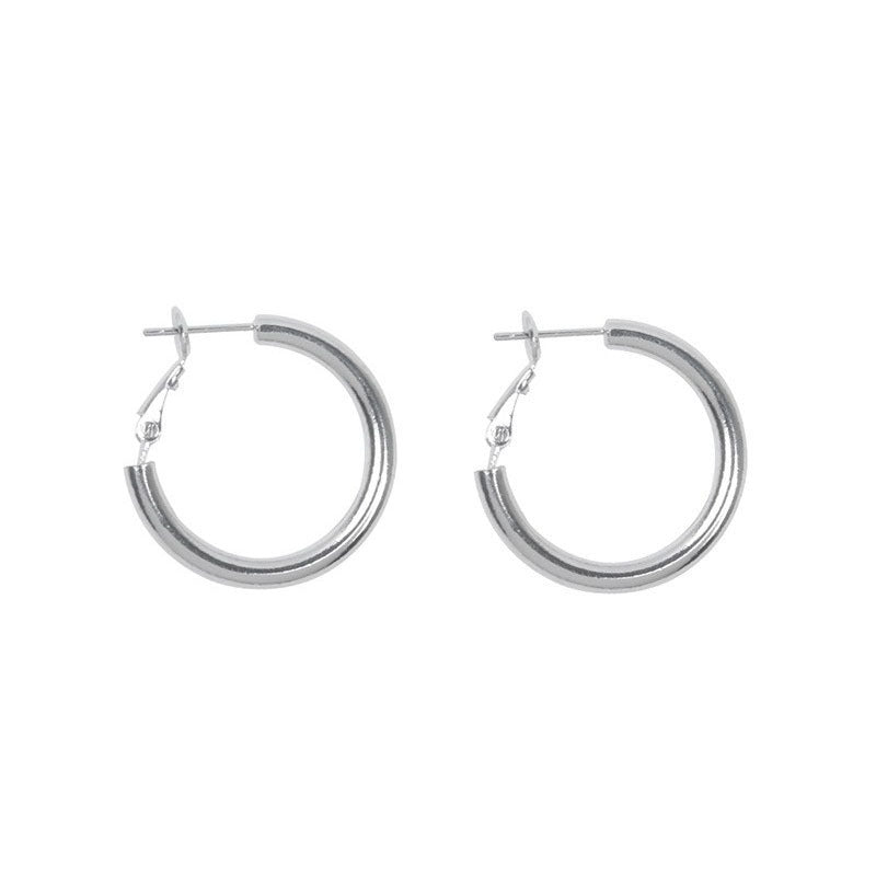 Wholesale Electroplated Metal Circle Earrings Korean Minimalist Jewelry Accessory