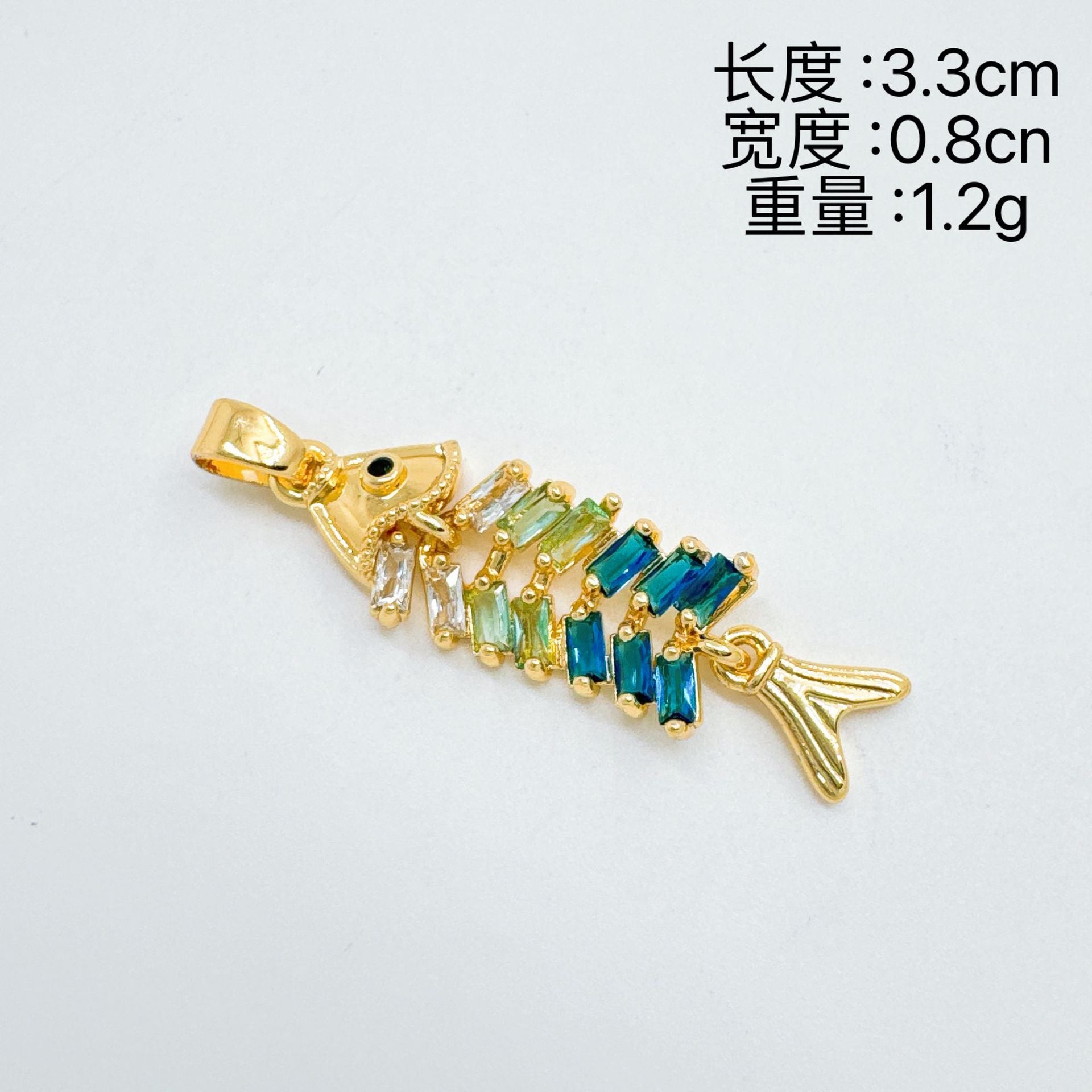 Wholesale Ocean Sea Fish Micro-Inlaid Zircon Gold Plated Pendant Necklace Jewelry Accessory Boutique Resale