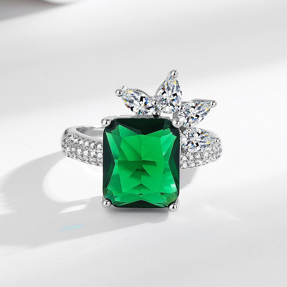 Wholesale Simulated Emerald Crystal Rings