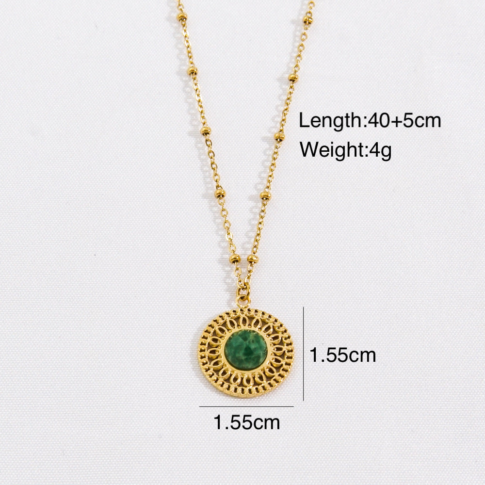 Wholesale  Stainless steel Colorful Facet Natural Stone Light Luxury Women's Necklace