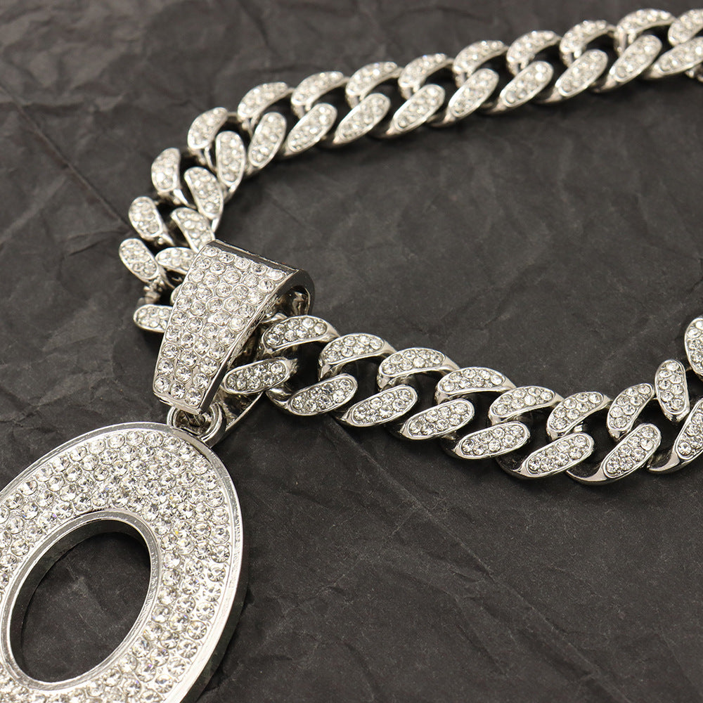 Wholesale hip hop  rhinestone letter  pendant necklace