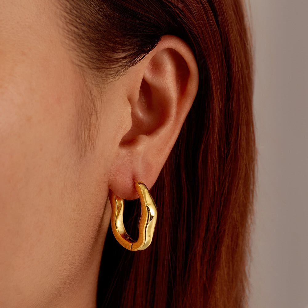 Wholesale Stainless Steel Retro Chic Irregular Earrings for Women Everyday Wear