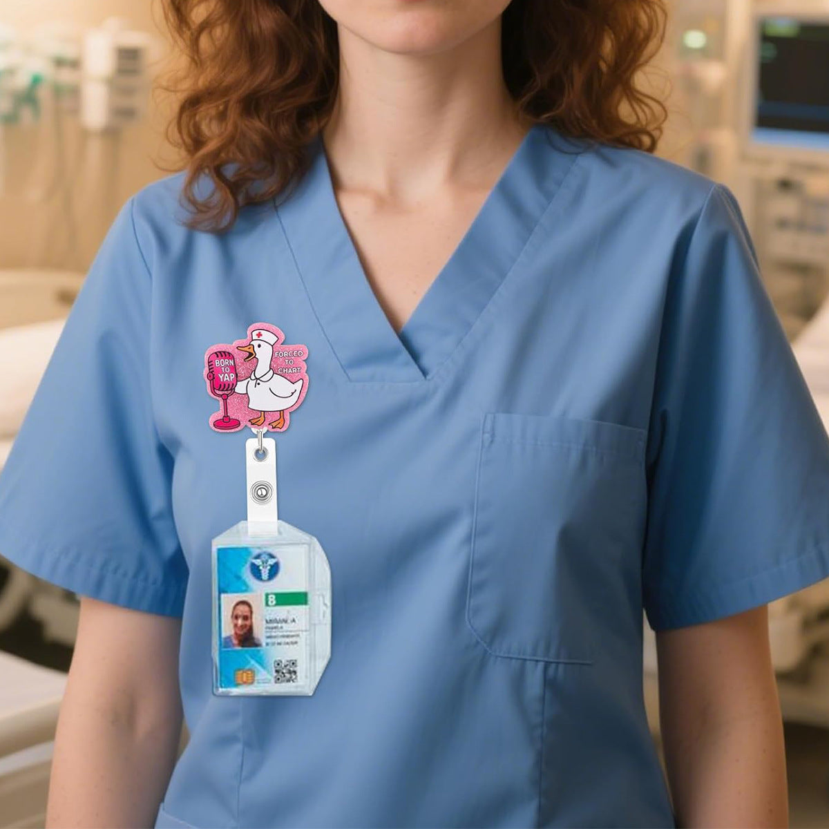 Wholesale Retractable Acrylic Pink Goose Rotating Badge Reels