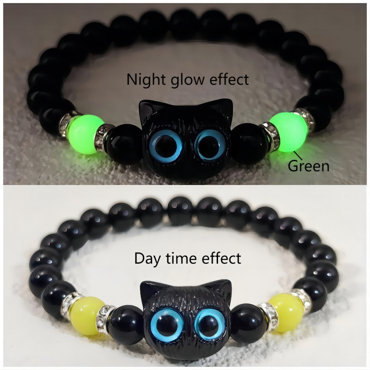 Wholesale Luminous cute cat beaded bracelet