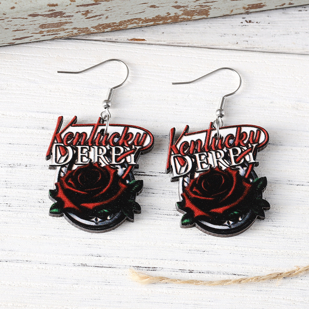 Wholesale Western Rose Horseshoe Drop Earrings