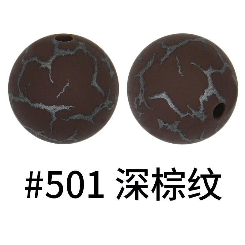 Wholesale 50pcs 15mm Colorful Crack Printed Silicone Balls DIY Beaded Accessories ACC-BDS-HeSheng050