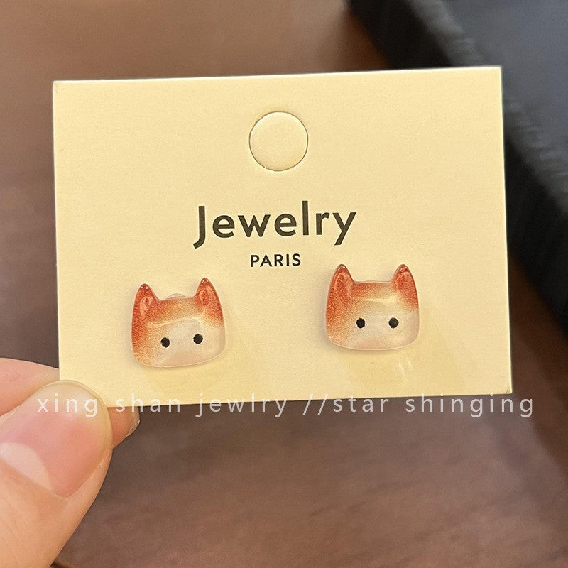 Wholesale Cute Cat Fish Earrings,  Retro Asymmetrical Korean Style,  Alloy Earrings for Women,  Party Accessory