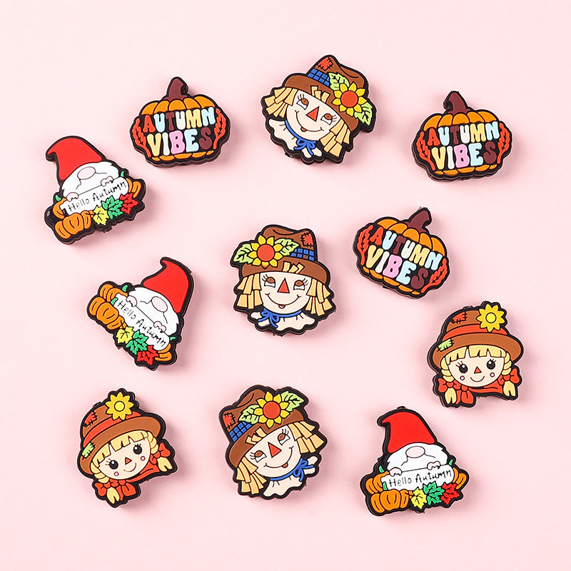 Wholesale 20pcs Cartoon Scarecrow Silicone Beads Focal Beads DIY Beaded Pen Accessories ACC-BDS-RongFa015