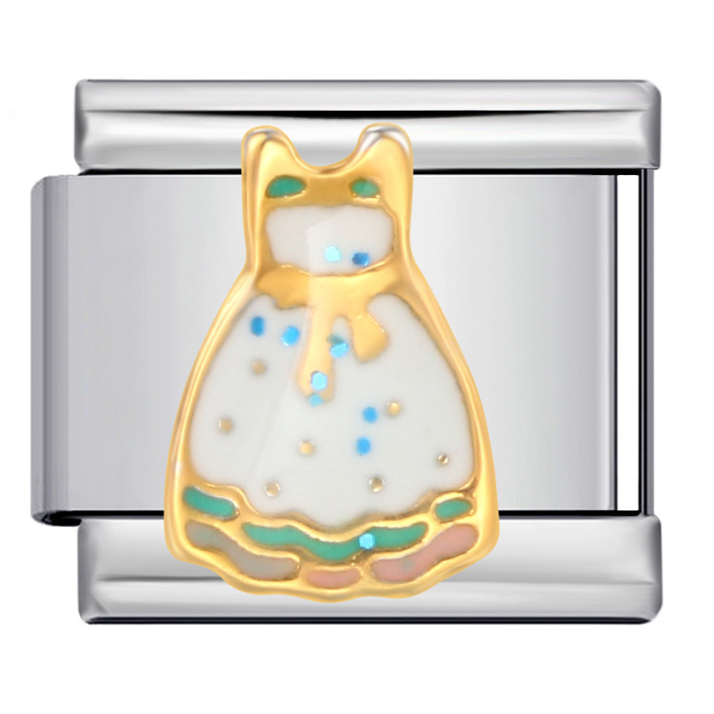 Wholesale Italian Charm Bracelet DIY Splicing  drop oil  Stainless Steel Composable Bracelet