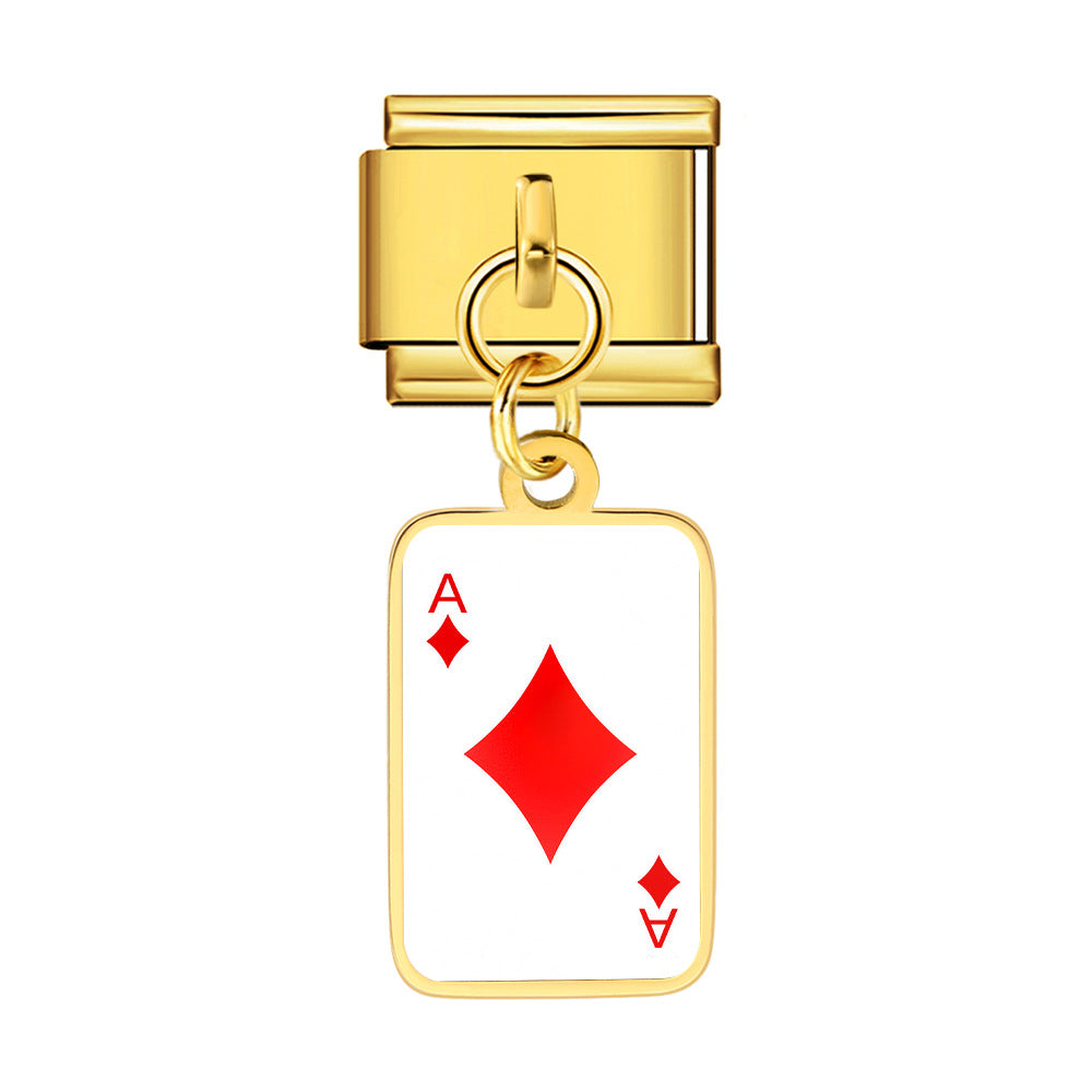 Wholesale Trendy Playing Card Pendant Stainless Steel Bracelet Fashion Accessory For Boutique Resale