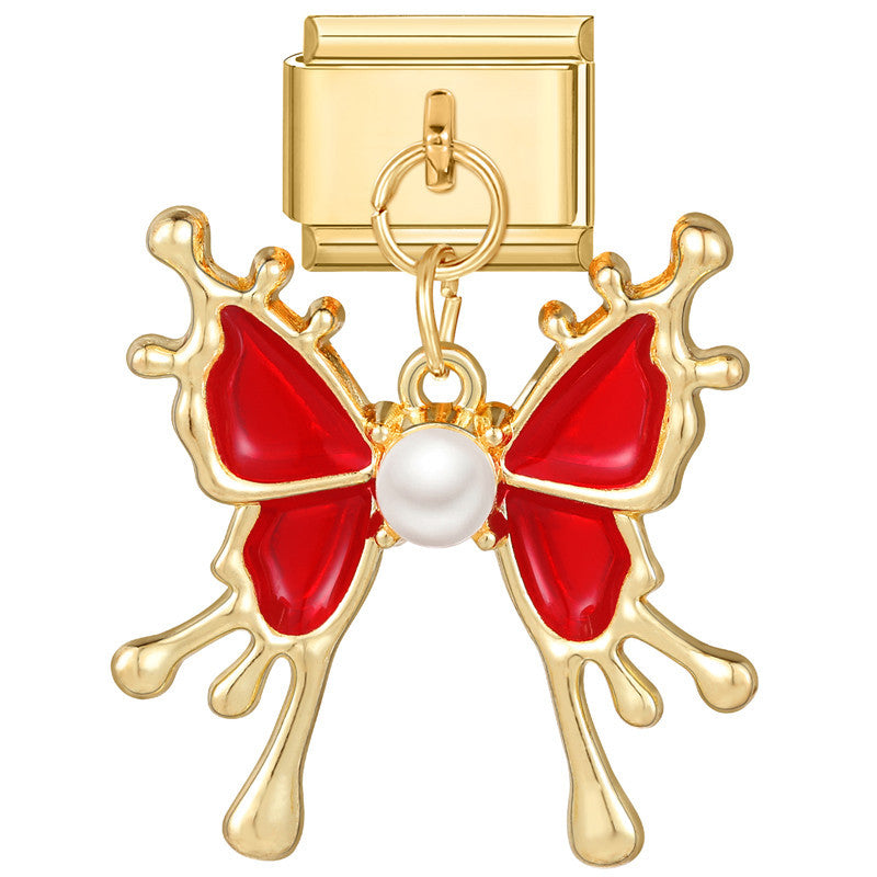 Wholesale Italian Charm Bracelet 9mm DIY Splicing Removable Stainless Steel Gold Base Red Composable Bracelet