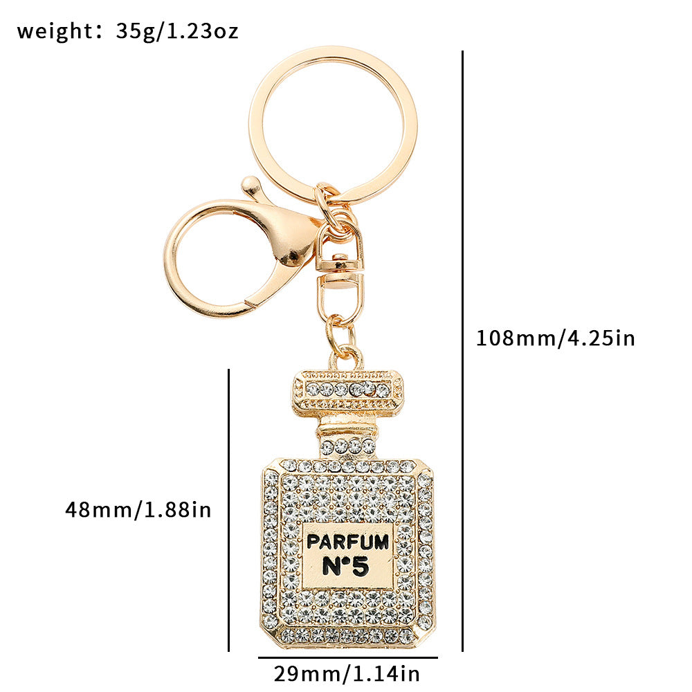 Wholesale  creative fashion rhinestone  keychain full diamond perfume bottle  keychain