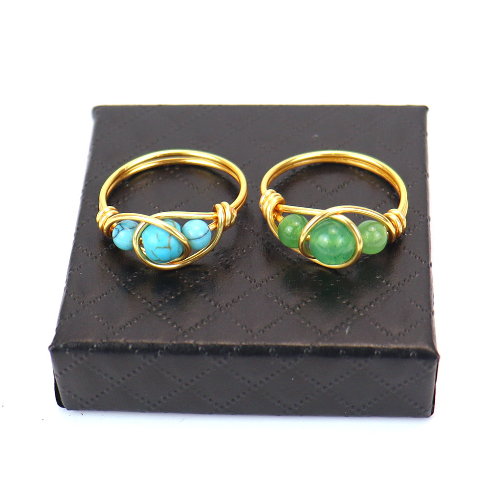 Wholesale  gold agate beads crystal ring